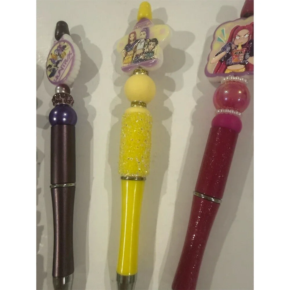 4 set Kpop Demon Hunters Huntrix Beadable Refillable Pens Craft Bundle Lot gift